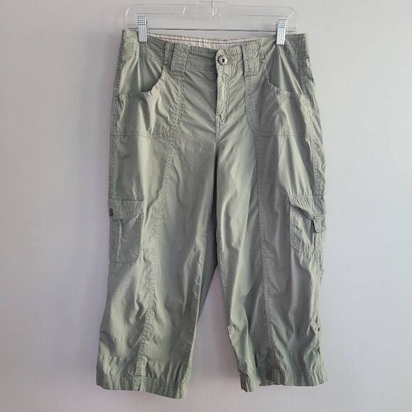 Y2K olive army green cargo capris khakis & co size 6 utility gorpcore - Picture 1 of 12